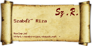 Szabó Riza névjegykártya
